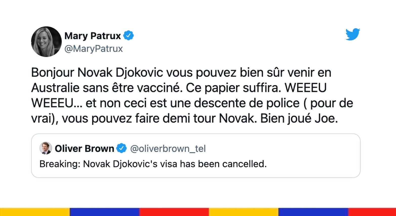 Le grand n'importe quoi des réseaux sociaux : Djokovic bloqué à l'aéroport